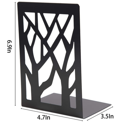 WUWEOT 4 Pair Book Ends, Metal Decorative Bookends for Heavy Books, Black Non-Skip Book Stopper for School, Home or Office, 6.9 x 4.7 x 3.5 Inches