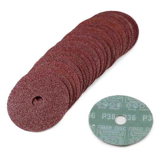 SPEEDWOX 25pcs 36 Grit Aluminum Oxide Resin Fiber Sanding and Grinding Discs, 5-Inch x 7/8-Inch Center Hole Abrasive Disc for Angle Grinders