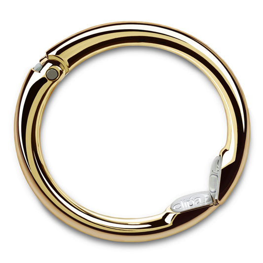 Clipa Handbag Hanger – Polished Gold PVD- The Ring that Opens into a Hook and Hangs in Just 10 mm of Space, Holds 15 kg, 3 yr. Warranty