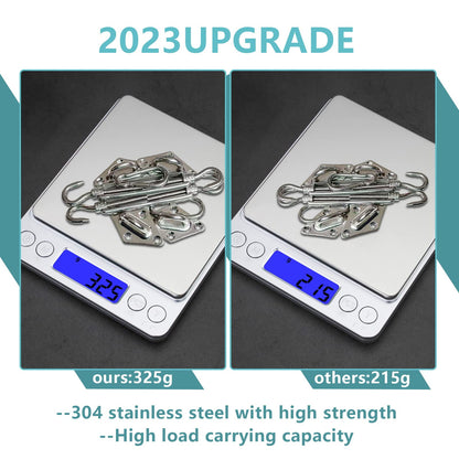 Sun Sail Hardware Kit, 5 Inch 304 Marine Grade Stainless Steel Sun Shade Sail Hardware Kit for Triangle/Rectangle/Square Sun Shade Sails Installation (40 PCS）