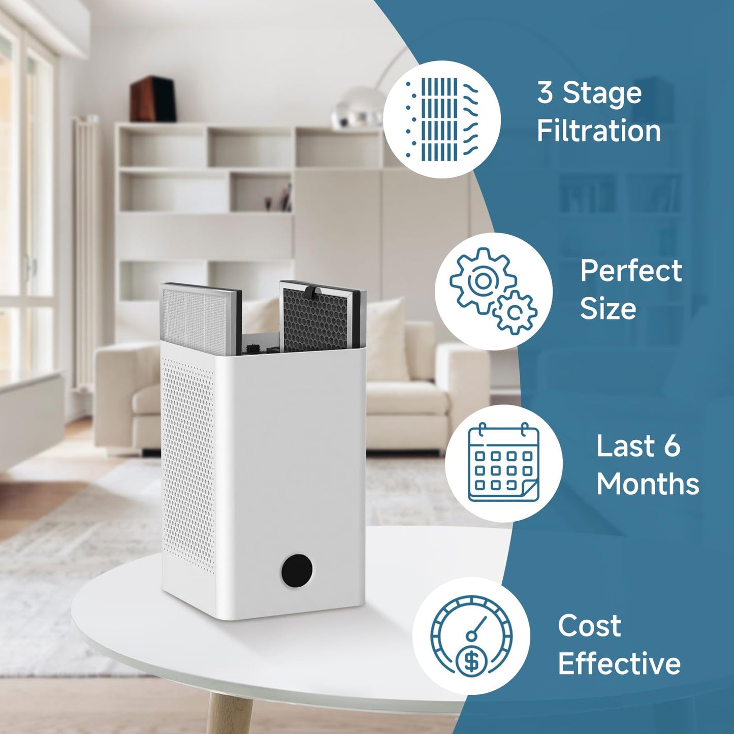 SAKEGDY 2-Pack JF260 Replacement Filters - True HEPA and Honeycomb carbon | Compatible with Jafanda JF260/JF260S, DeedMo AP-1273