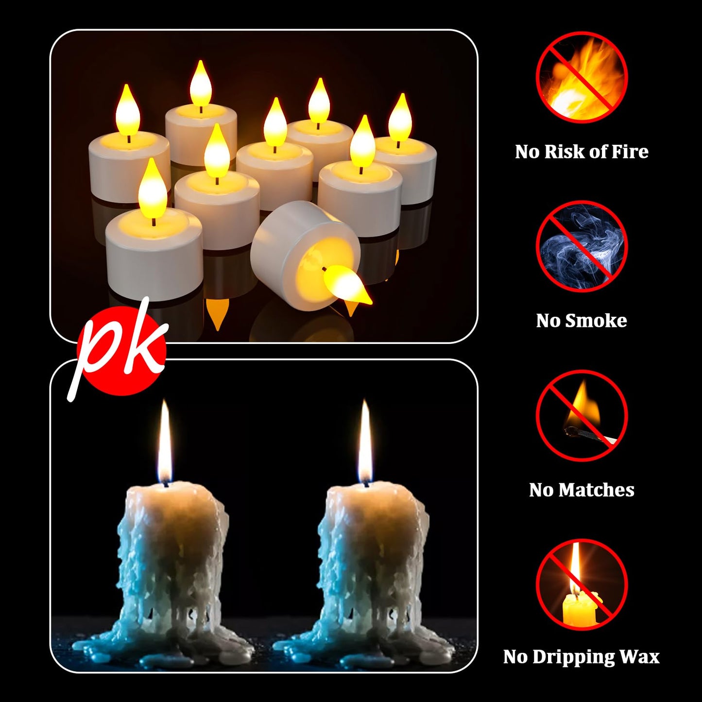 SoulBay Rechargeable Tea Lights with Remote, 6pcs LED Electric Flameless Flickering Candles with Timer & USB Cable for Home Lantern Table Party Bedroom Holiday Decorations, No Battery Needed