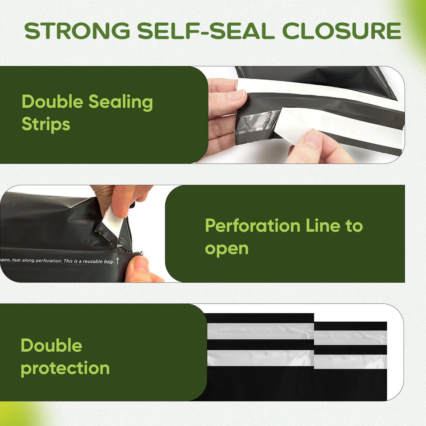 100% Compostable Biodegradable Mailers 14.9" x 19" (25 Pcs) Poly Mailers, Eco-Friendly Packaging Envelopes Pouches. Reusable double sealing, extra thick, Zero-waste mailing bags (L size, 14.9x19 inch)