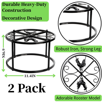 Cedilis 2 Pack Chicken Feeder Stand, Heavy Duty Iron Stand for Chicken Coop Poultry Feeder and Waterer Buckets Indoor Outdoor, Black