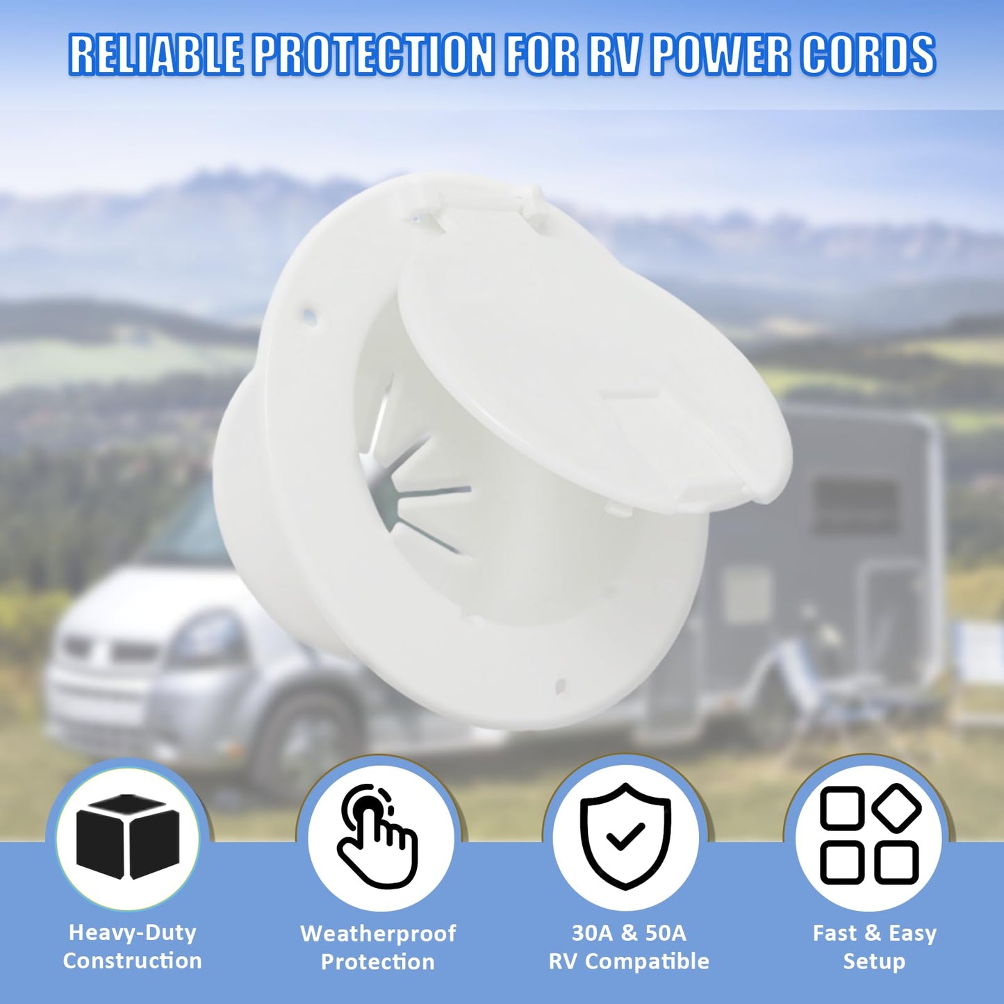 RV Cable Hatch - 2 Packs, 5" Round Electrical Cable Hatch for 30 and 50 Amp Cords, White RV Camper Trailer Power Cord Hatch Electrical Access Door