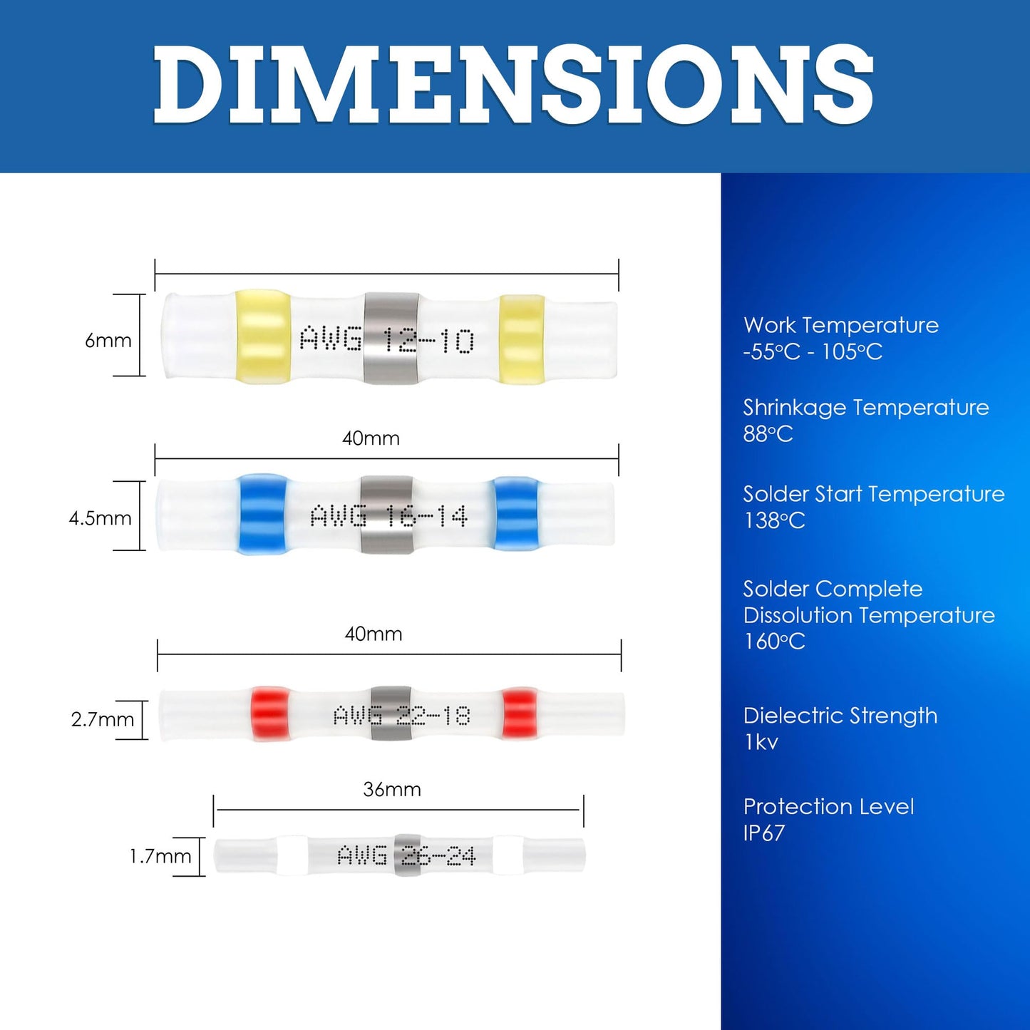 New Age America® 450pcs KableSeal™ Solder Seal Wire Connector Kit | AWG 26-10 | Marine Grade & IP67 Water Proof | Color Coded | Self Soldering Wire Terminals | Wire Terminals | w/Case | UL Certified