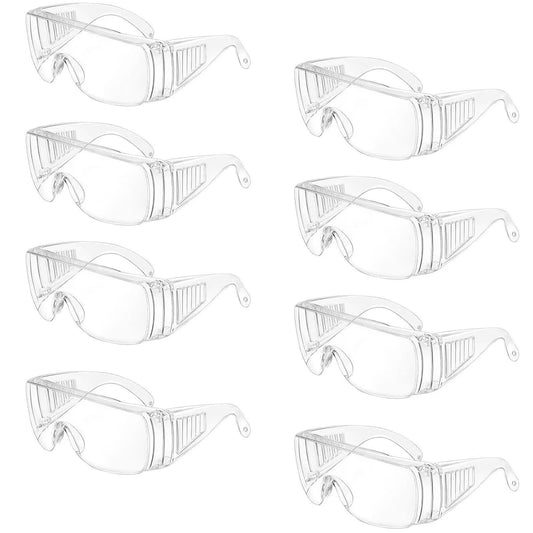 WTTUOAM 8 Pieces Clear Safety Glasses Over Glasses Goggles Anti- Fog/Scratch Eye Protective Polycarbonate Eyewear Safety Goggles for Shooting, Labs, Outdoor, Workplaces Safety Eye Protection