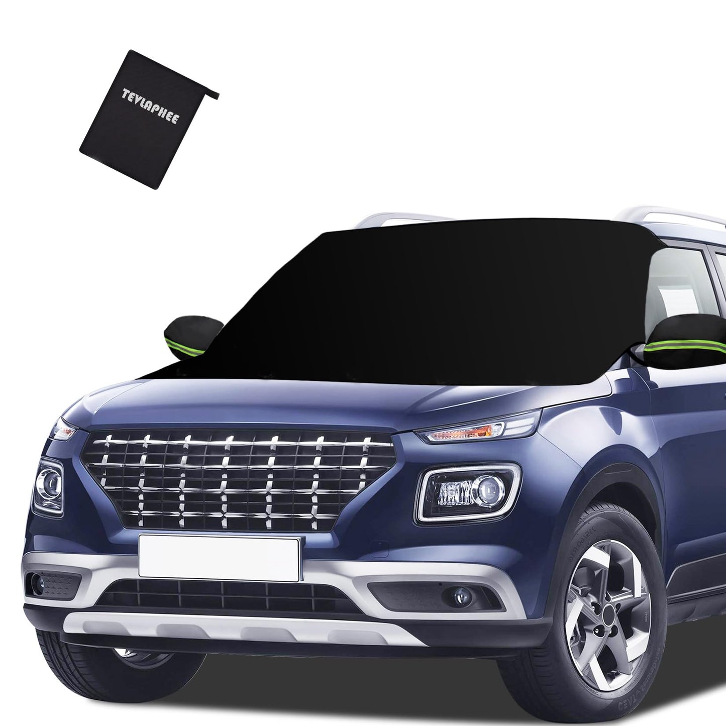 Tevlaphee Windshield Cover for Ice and Snow, Heavy Duty 600D Oxford Fabric, Waterproof, Embedded Magnets, Side Mirror Protector, Universal Fit for Cars, SUVs, Vans, Truck
