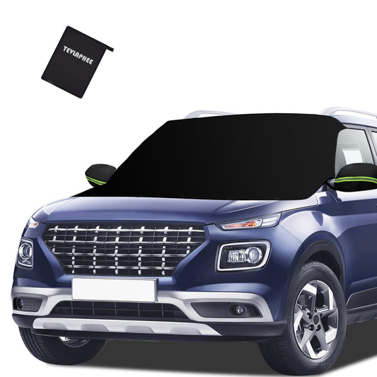 Tevlaphee Windshield Cover for Ice and Snow, Heavy Duty 600D Oxford Fabric, Waterproof, Embedded Magnets, Side Mirror Protector, Universal Fit for Cars, SUVs, Vans, Truck