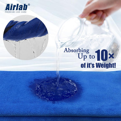 Airlab Microfiber Car Drying Towels 800GSM Thick Plush Cleaning Cloths Auto Detailing Quick Dry Wash Cloth for Interior & Exterior Lint Free, Streak Free, 40 x 40 cm, 4 Pack