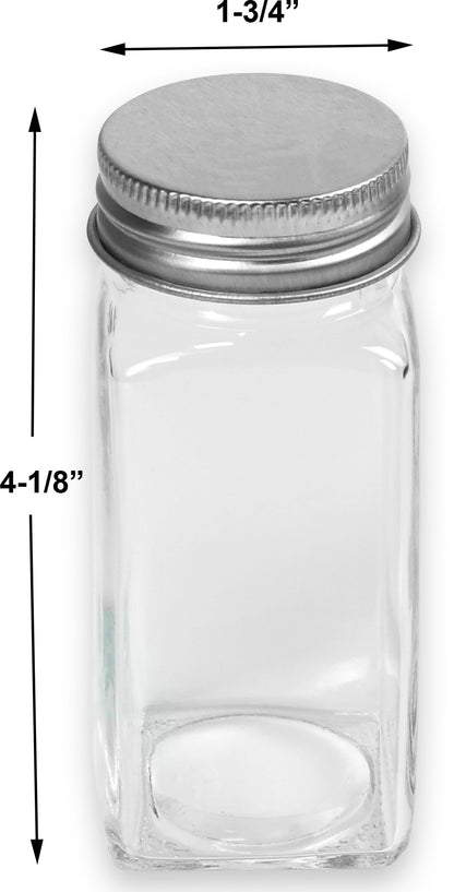 SimpleHouseware Spice Jars 4 Ounce Square Bottles w/label, 12 Pack