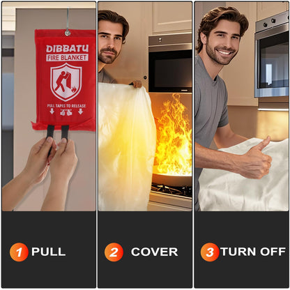 DIBBATU Emergency Fire Blanket for Home, Fire Blankets for Home and Kitchen, Emergency Fire Retardant Blankets for House, Fireproof Blanket for Kitchen, Fireplace, Grill, BBQ