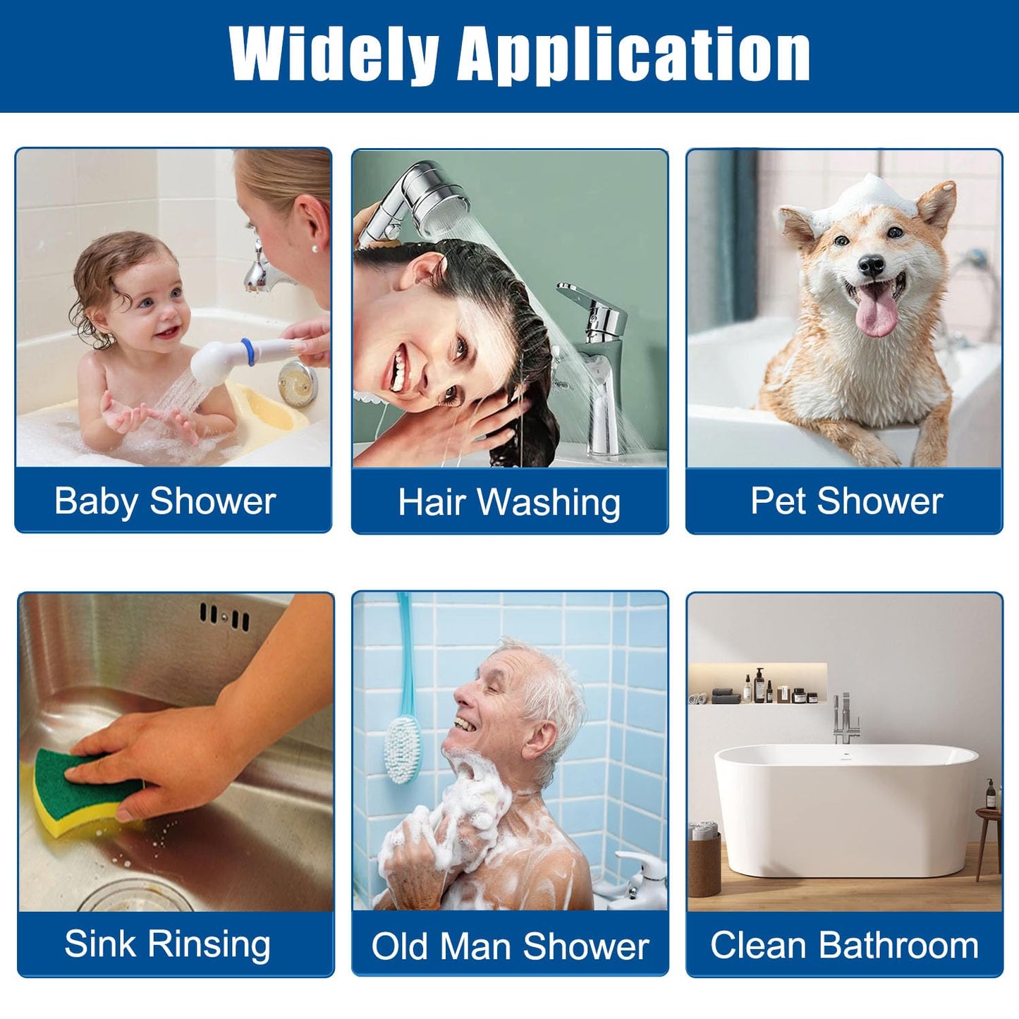 Sink Faucet Hose Sprayer Attachment Set Kitchen Bathroom Handheld ON/Off Sink Sprayer with 118’’ Spring Hose, Diverter and 3 PCS Adapters for Pet Rinse, Hair Washing, Baby Bath