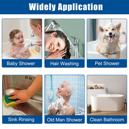 Sink Faucet Hose Sprayer Attachment Set Kitchen Bathroom Handheld ON/Off Sink Sprayer with 118’’ Spring Hose, Diverter and 3 PCS Adapters for Pet Rinse, Hair Washing, Baby Bath