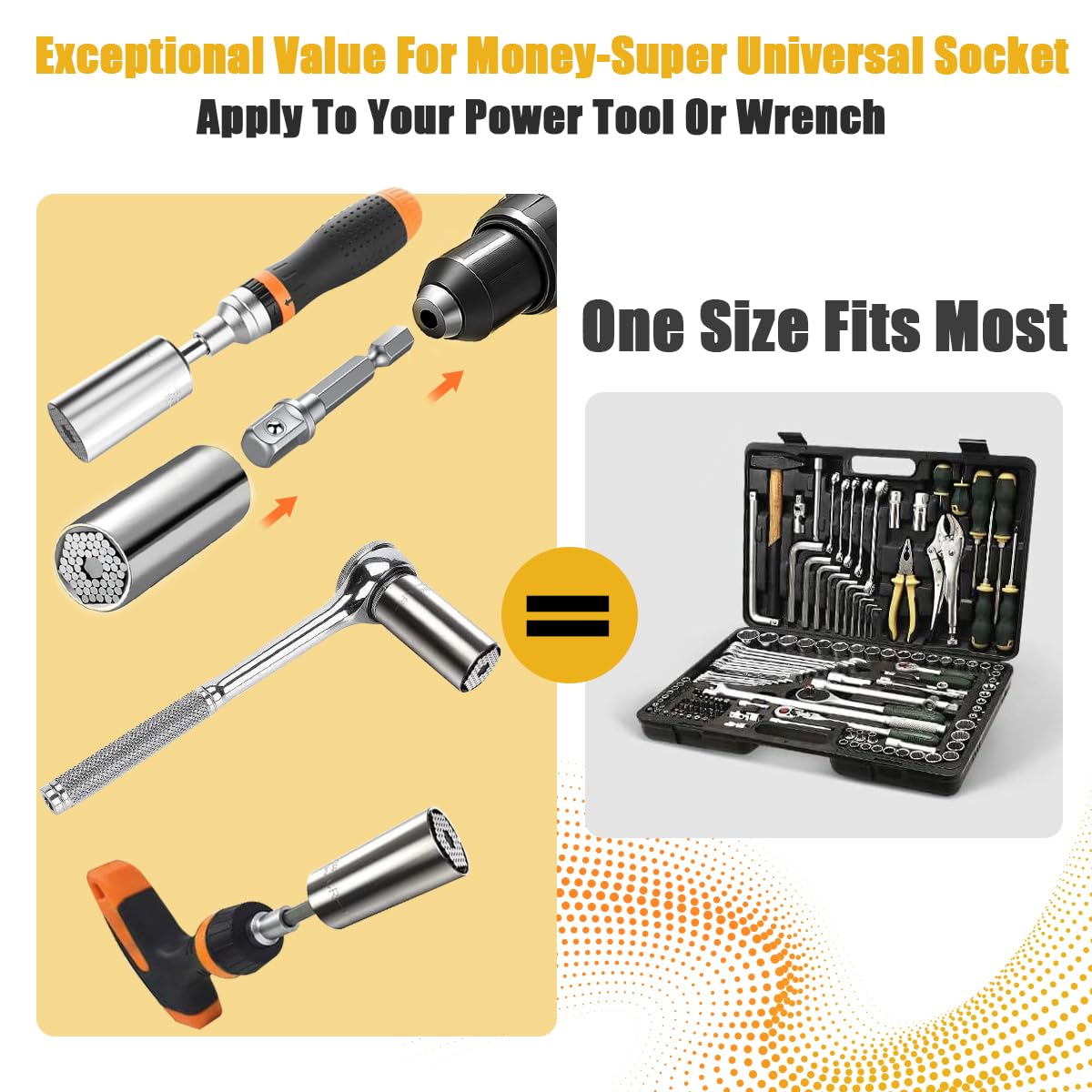 Valentines Day Gift for Him Gifts for Men Super Universal Socket Tools Valentines Father Day Dad Gifts Socket Set with Power Drill Adapter (7-19 MM) Dad Cool Gadgets for Men