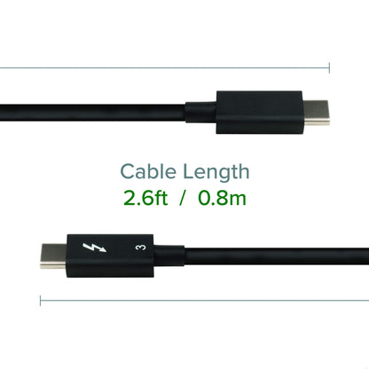 Plugable Thunderbolt 3 Cable 40Gbps Supports 100W (20V, 5A) Charging, 2.6ft / 80cm Thunderbolt-Certified USB C Compatible - Driverless