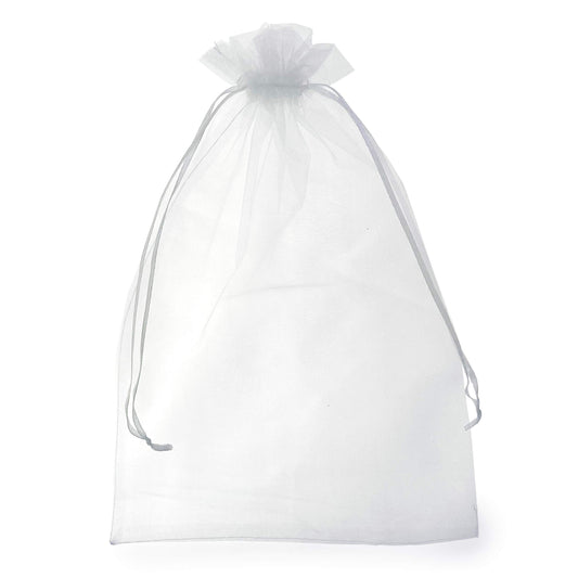 Allgala 100 Count Organza Gift Party Favor Bags with Drawstring (White, 8x12 Inch)