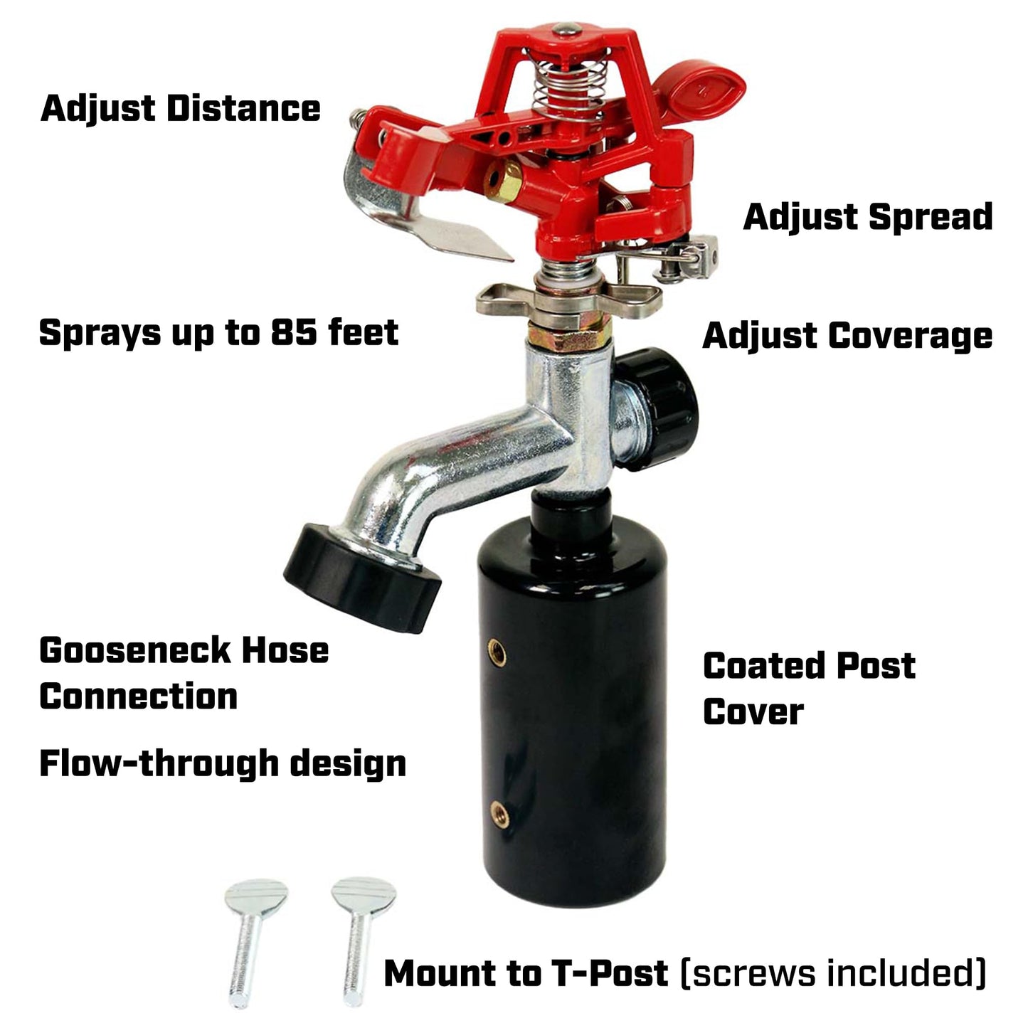 Chapin 4984: T-Post Impact Sprinkler, 360 Degree Automatic Impact Sprinkler for Small Gardens and Lawns, Up to 85ft Coverage Area