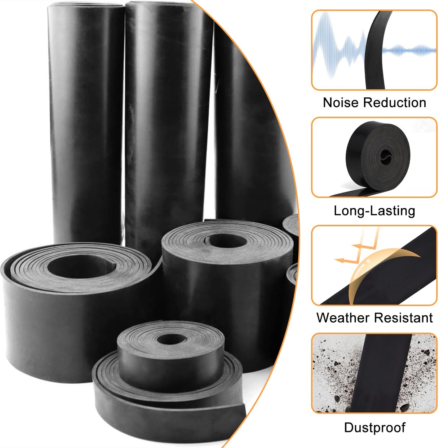 VUAOHIY Neoprene Rubber Sheet, Solid Rubber Seal Strips for DIY Gasket Materials, Oil-Resistance, Sound Reduce and Anti-Slip for Flooring, Pads, Bumpers, Supports (12In x 1/16In x 4Ft)