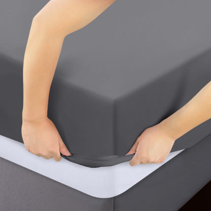 Utopia Bedding Full/Double Fitted Sheet - Pack of 2 Bottom Sheets - Soft Brushed Microfiber - Deep Pockets, Shrinkage & Fade Resistant - Easy Care (Full, Grey)