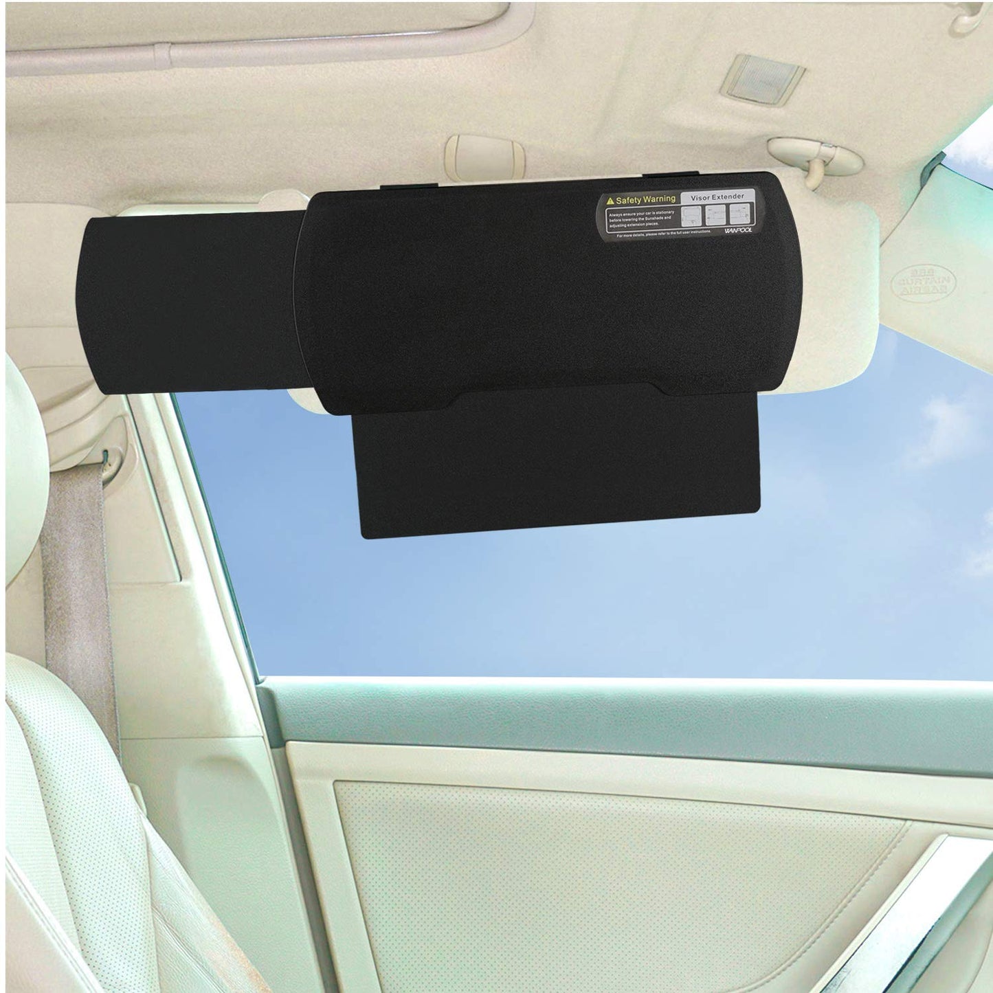 WANPOOL Car Visor Sunshade Extender, Window Shade, Anti-Glare Sun Blocker for Driver or Front Seat Passenger,1 Piece (Black)