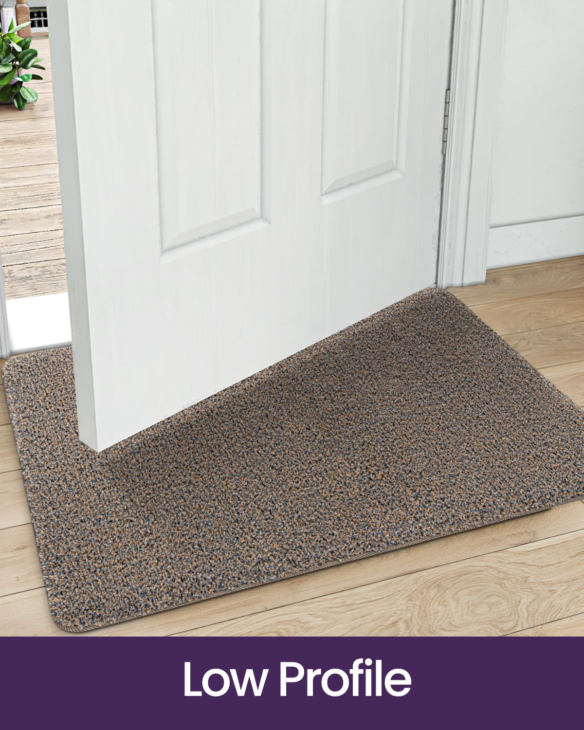 DEXI Indoor Door Mat Front Entrance, 20x32 Non Slip Dirt Trapper Soft Entry Rug, Absorbent Washable Doormat for Inside Entryway Floor Carpet, Brown-Blue