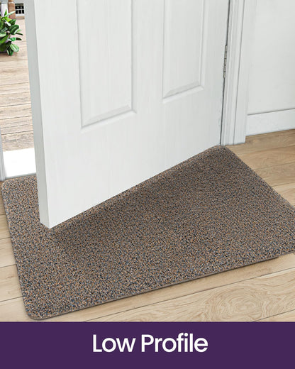 DEXI Indoor Door Mat Front Entrance, 20x32 Non Slip Dirt Trapper Soft Entry Rug, Absorbent Washable Doormat for Inside Entryway Floor Carpet, Brown-Blue