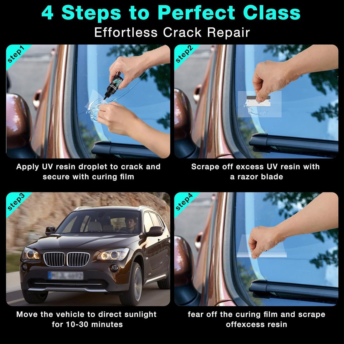 2026 Upgrade, Windshield Crack Repair Kit，Windshield Repair Kit, Premium Quick Fix Windshield & Glass Repair Tools for Chips and Cracks(2PCS)