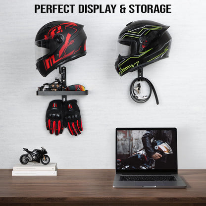 PUERSI Helmet Holder Wall Mount - 2 Pack 180° Rotation Helmet Hanger for Motorcycle Bike Racing Outerwear Sports Gear Display