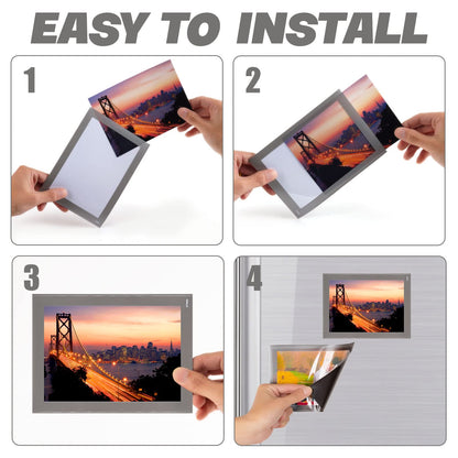 STTMGN Magnetic Photo Frames with Sliver-Grey Border(4"X6",10 Pack),Magnet Picture Frame Pockets/Postcard Holder,Decorations for Fridge/Lockers/Home/Office/School/Classroom/Whiteboard/Party