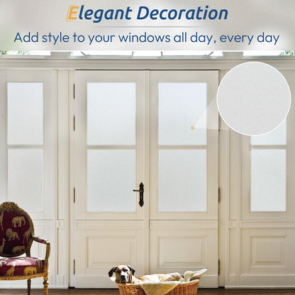 rabbitgoo Window Films for Privacy, Static Cling Frosted Glass Sticker, Non-Adhesive Privacy Film Sun Blocking Window Covering Frosting Vinyl Bathroom Sliding Glass Door, 60 x 200cm, Pure Frosted
