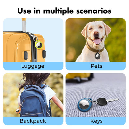 UNBREAKcable 4 Pack Ultra Secure Keychain Holder for Apple AirTag,Waterproof TPU Shell & Stainless Steel Ring [Durable Scratch-Resistant] [Easy Install] Protective Case for Key,Bag,Luggage,Pet Collar