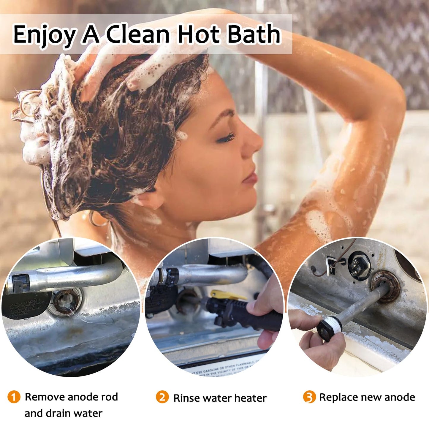 RV Anode Rod for Hot Water Heater, 9.25" L x 3/4" NPT Thread Magnesium Anode Rod & Flush Wand Compatible with Mor-Flo and Suburban Water Tank 232767