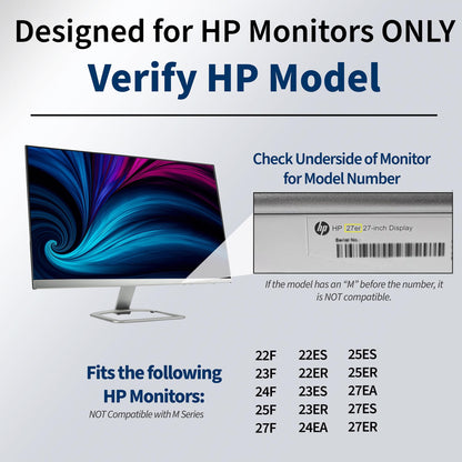 VIVO Quick Attach VESA Adapter Designed for HP Models 27er, 27es, 27ea, 25er, 25es, 24ea, 23er, 23es, 22er, 22es, 22f, 23f, 24f, 25f, and 27f, VESA 75x75m and 100x100mm Conversion Kit, MOUNT-HP27ER