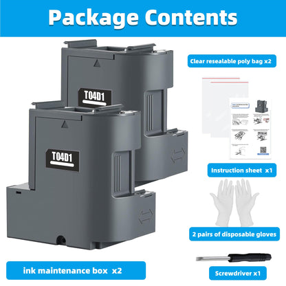 T04D100 T04D1 Ink Maintenance Box for ET-15000 ET-3750 ET-3760 ET-4750 ET-4760 ET-3850 ET-4850 WF-2860 XP-5100 ET-3710 ET-3830 ET-5150 Printers (EWMB2, 2PK)