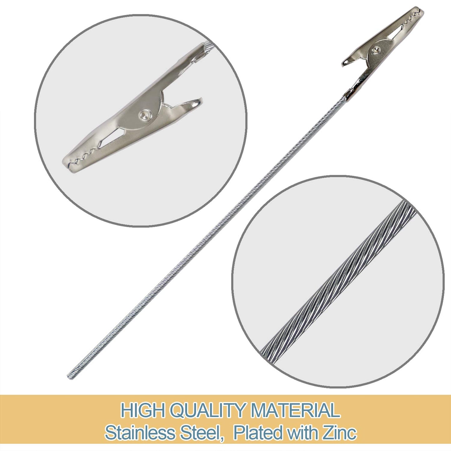 ZOENHOU 100 PCS 6 in Long Alligator Clips Bulk, Metal Wire Long-Tailed Spring Clamps Set, Zinc Plated Metal Crocodile Memo Clip Holders Clasp for DIY Card, Photos, Business Card