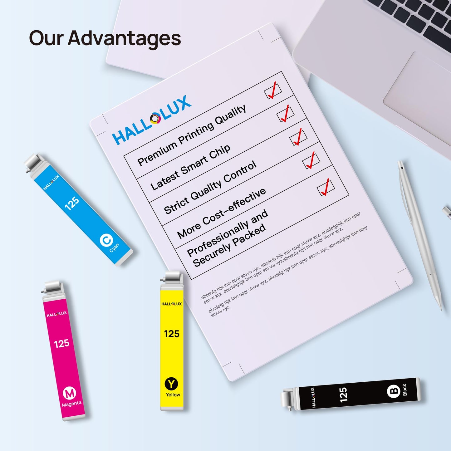 125XL Ink Cartridges Value Pack 5 Pack Remanufactured for 125 Ink 125 XL T125 to use with NX420 NX125 NX127 NX130 NX230 NX530 NX625 Workforce 320 323 325 520 Printer (2 Black, Cyan, Magenta, Yellow)