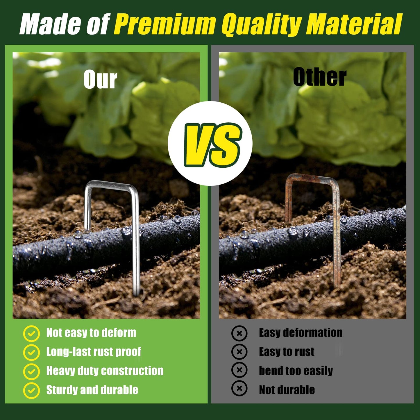 100 Pack 6 Inch Heavy Duty Garden Stakes Landscape Staples, Thickness Anti-Rust Steel U Shaped Galvanized Pins Garden Staples for Tents, Turf, Privacy Fences