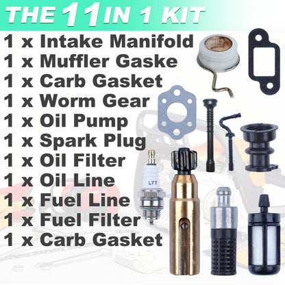 Adefol Oil Pump Worm Gear Fuel Oil Hose Filter Kit for Stihl 025 023 021 MS250 MS230 MS210 Chainsaw Parts 11231412200 11236403200 Intake Manifold Boot