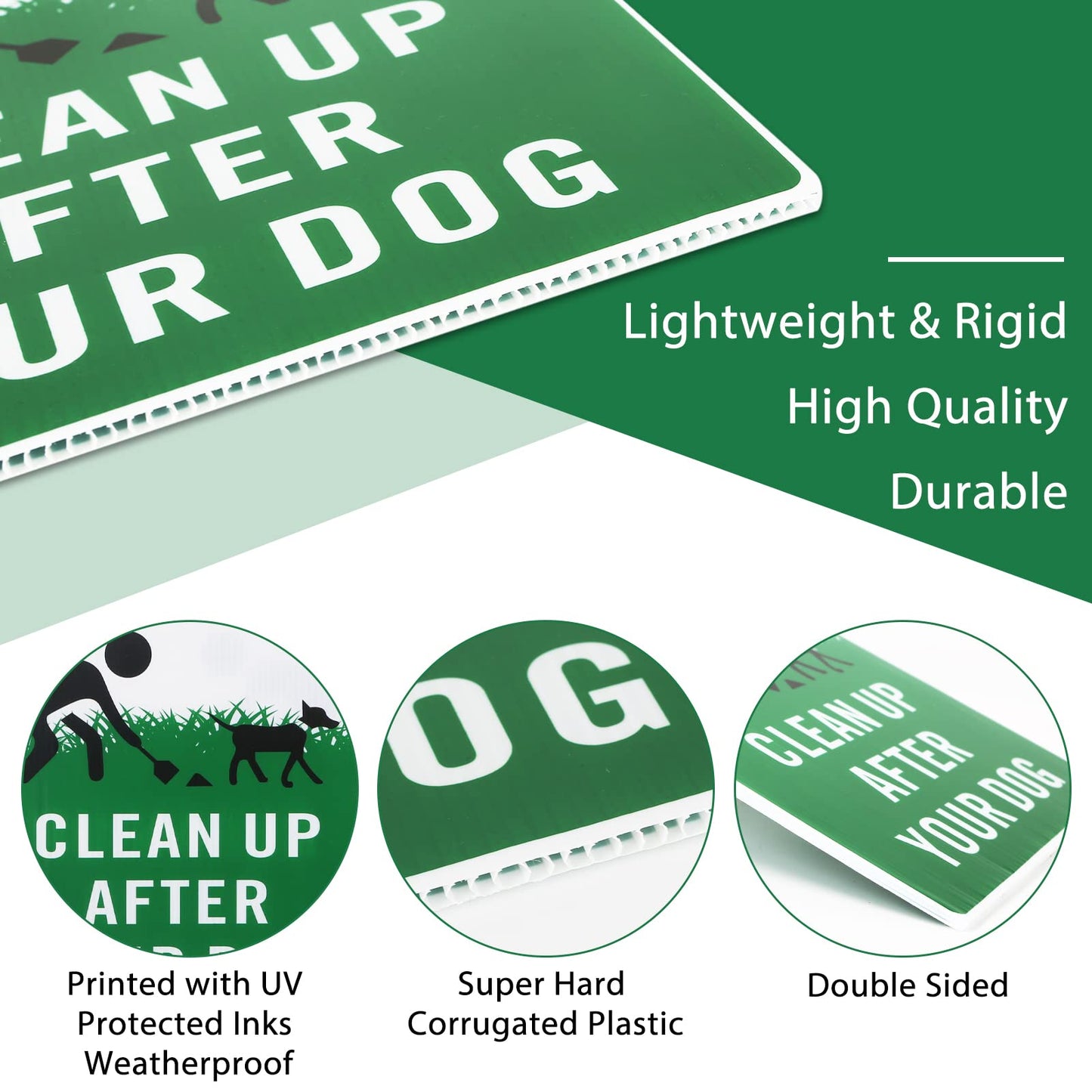 Thten Please Clean Up After Your Dog,Double Sided, Easy Install,12" x 9" Yard Sign with Metal Wire H-Stakes,Be a Good Neighbor Sign,Pick Up Your Dog Poop Signs, Dog Poop Sign 3 Pack