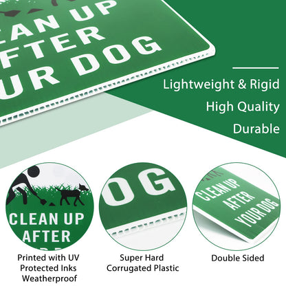 Thten Please Clean Up After Your Dog,Double Sided, Easy Install,12" x 9" Yard Sign with Metal Wire H-Stakes,Be a Good Neighbor Sign,Pick Up Your Dog Poop Signs, Dog Poop Sign 3 Pack