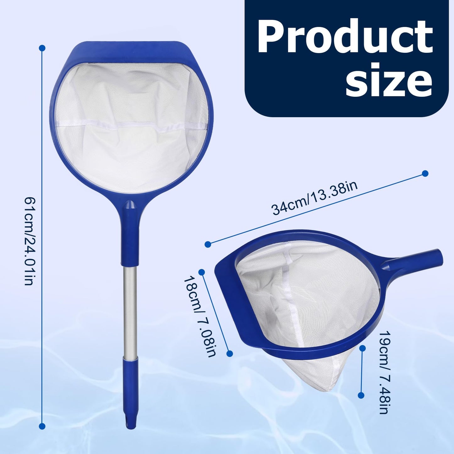 Pool Skimmer Net with Pole, Small Handheld Deep Ultra Fine Mesh 25'' Pool Skimmer Net for Small Above Ground Pool, Spa, Hot Tub Cleaning, Pick Up Fine Debris Lightweight Net