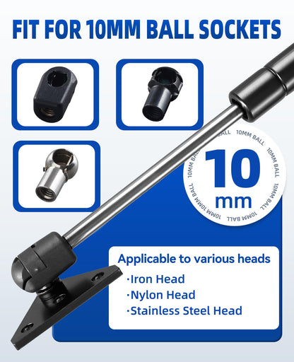 ARANA 10MM Gas Strut Mounting Brackets, Ball Stud Mount Bracket for Universal Lift Supports Shocks Spring Kits Hardware 4PCS with 16 Screws (Only Fits 10mm Ball Head)