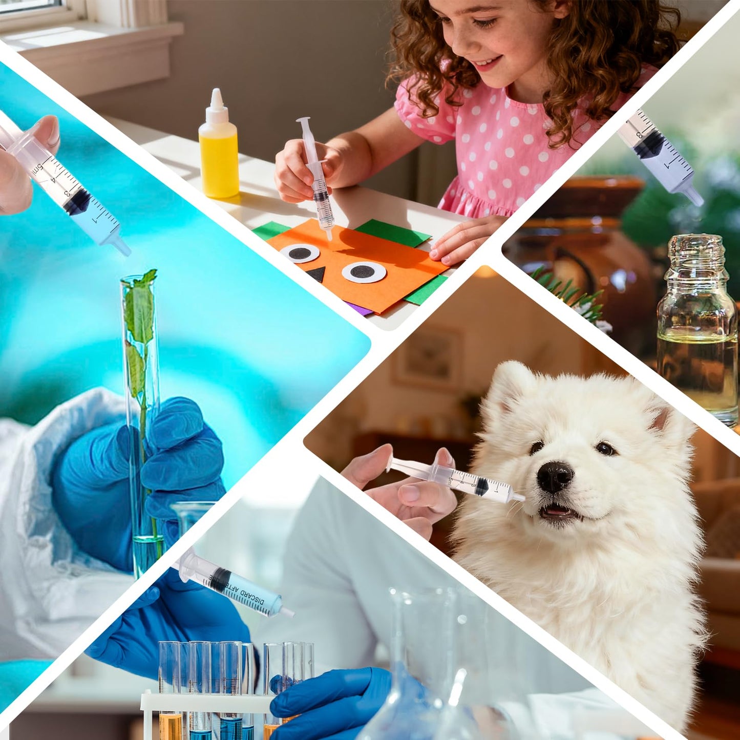 50 Pack 10ml Plastic Syringe Individual Wrap with Cap(No Needle), Measurement and Dispensing Syringe Tools for Science Labs, Industrial Oil Ink, Liquid Refilling and Measuring, Feeding Pets