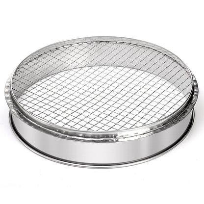 Suwimut Soil Sifter for Gardening, 12 Inch Large Stainless Steel Soil Sieve with 0.39 Inch Mesh, Garden Sifting Screen for Dirt, Sand, Rock, Filtration, Compost and Bonsai