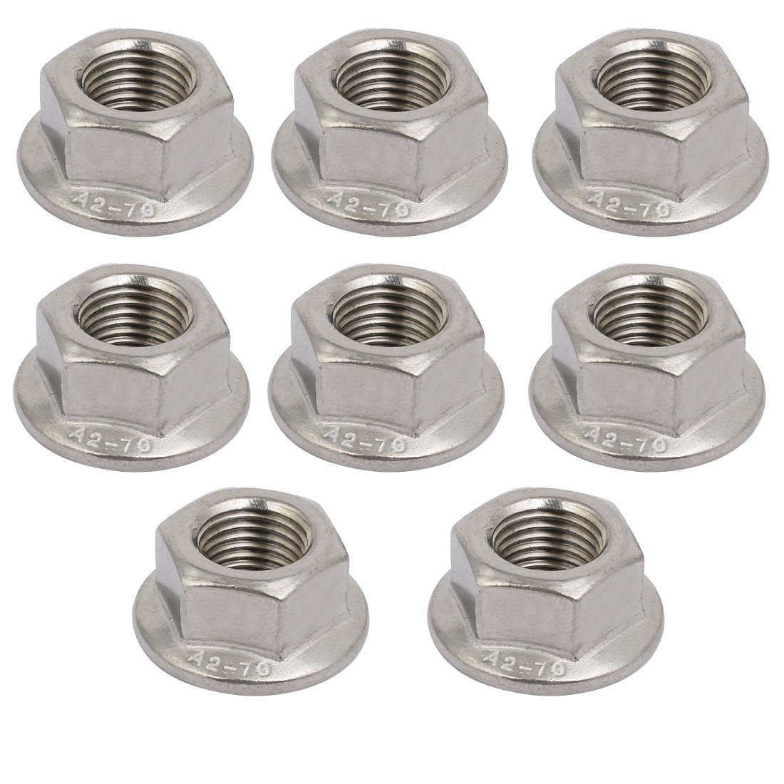 uxcell 8pcs M12 x 1.25mm Pitch Metric Fine Thread 304 Stainless Steel Hex Flange Nut