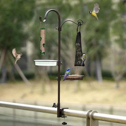 Deck Bird Feeders Deck Hook Bird Feeder Pole Bird Feeding Station,Premium Multi Feeder Hanging Kit with Bird Bath Sock Feeder for Attracting Wild Birds Planter Hanger