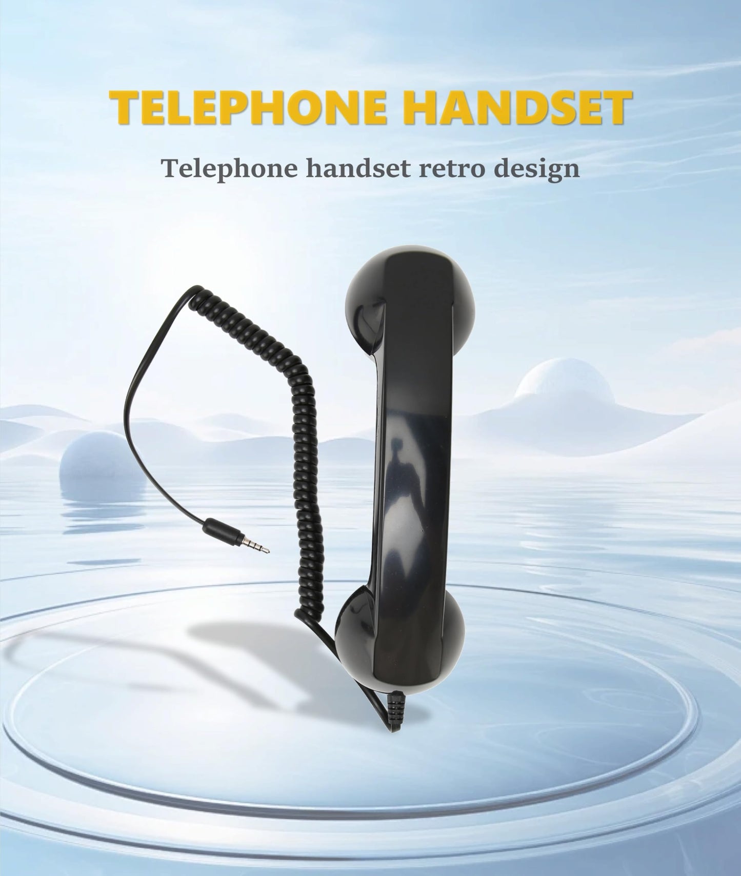 Vintage Retro Telephone Handset, Cell Phone Receiver MIC Microphone Speaker for Cellphone, Smartphone and Computers, Old Telephone Headse with 3.5 Mm Socket (Black)