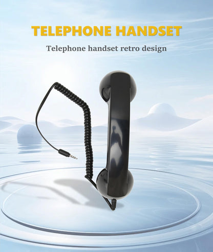 Vintage Retro Telephone Handset, Cell Phone Receiver MIC Microphone Speaker for Cellphone, Smartphone and Computers, Old Telephone Headse with 3.5 Mm Socket (Black)