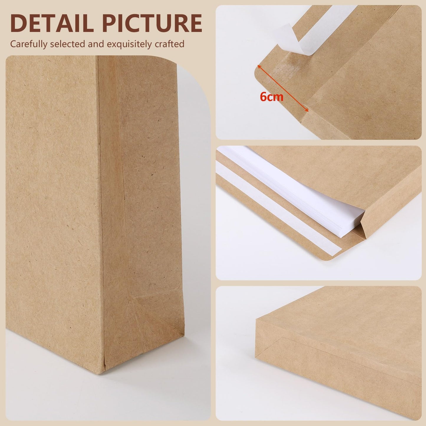 zmybcpack 25 Pack 10" x 13" Self Seal Expandable Catalog Envelopes, Large Kraft Document Envelopes for Documents, Magazines, Photos